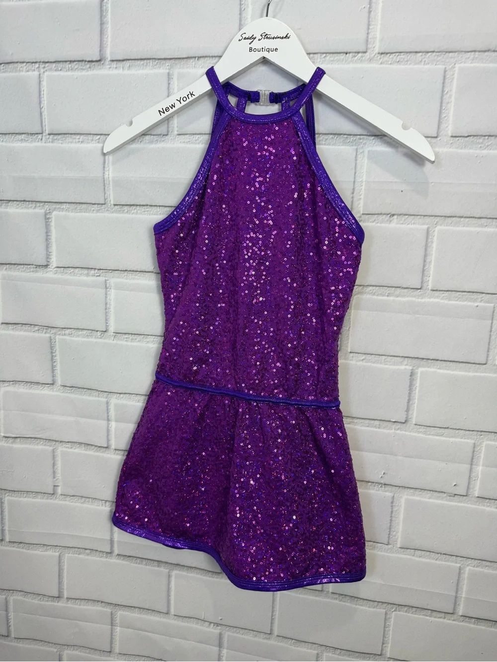 Girls Purple Sequin Dance Performance Dress Costume